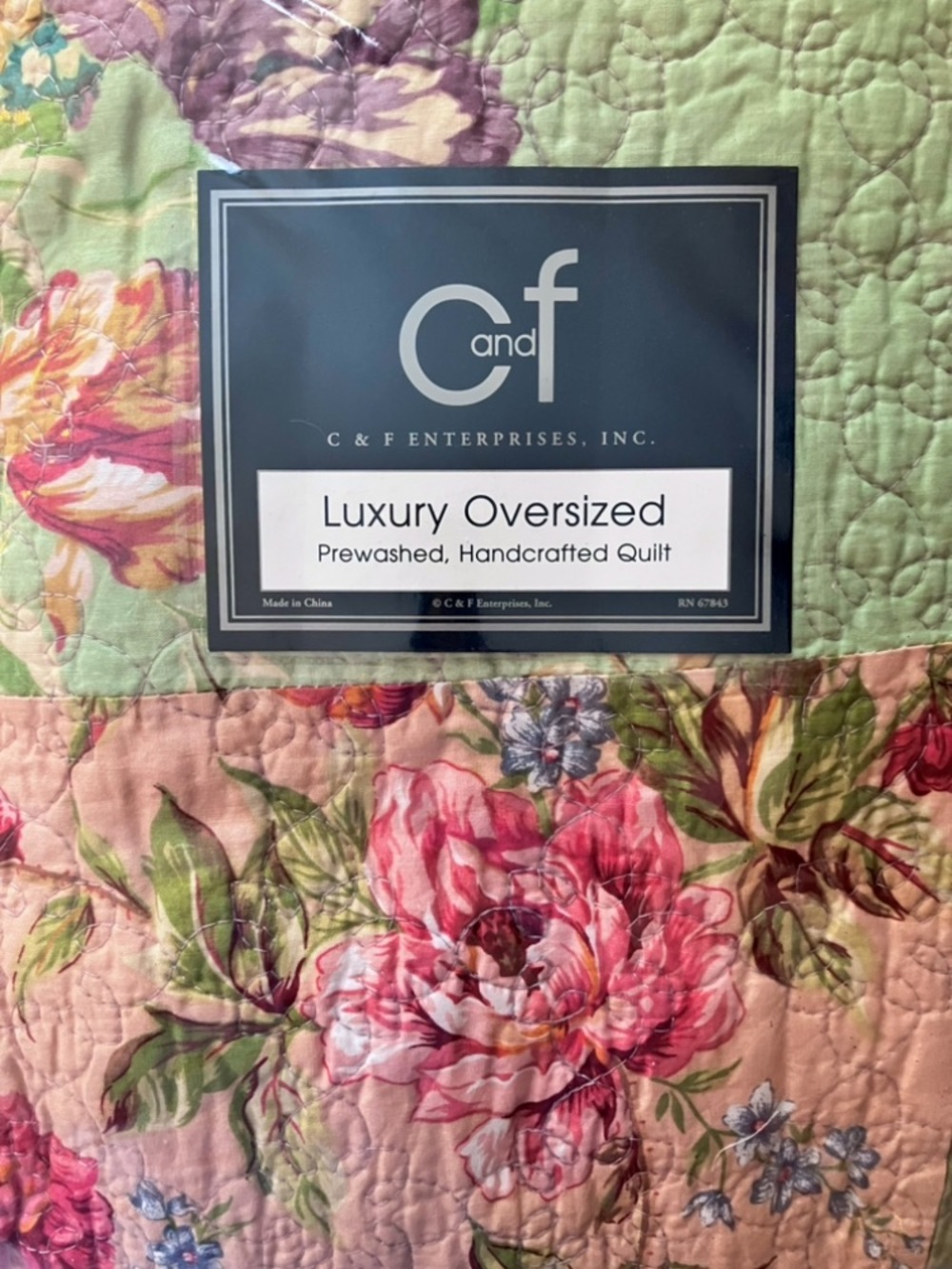 C&F 100% Cotton Heirloom Quilt. W/Warm Beautiful Floral Patchwork-Oversized